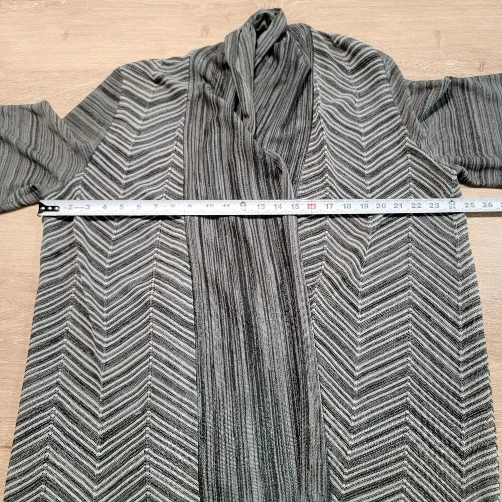 Misook‎ Plus Size 1X Cardigan Sweater Chevron Striped Long Duster Stretch Knit
